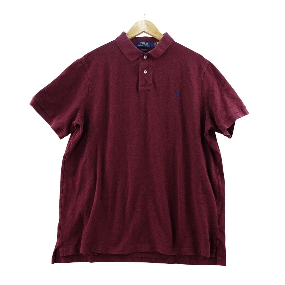 Polo Ralph Lauren Classic Fit Men's Burgundy Polo Shirt XL Short Sleeve Rugby